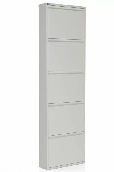 5er Metall-Schuhregal - Weiß
