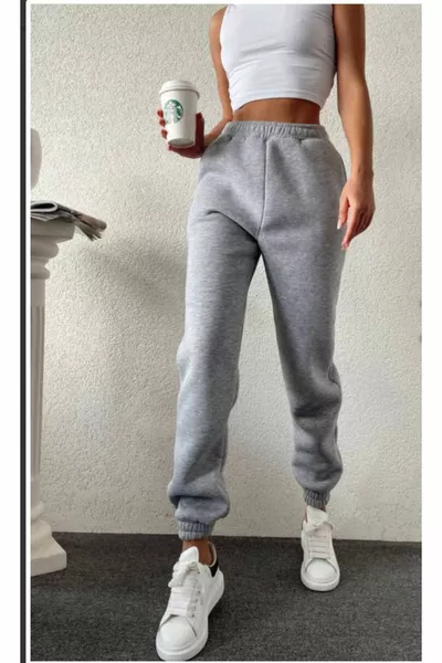 Женские зимние спортивные брюки с высокой талией и утеплителем из флиса, трехслойные