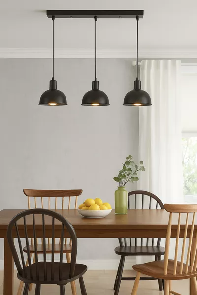 Marley Custom Design Modern Decorative Cafe-Kitchen Living Room Black 3-Light Pendant Chandelier