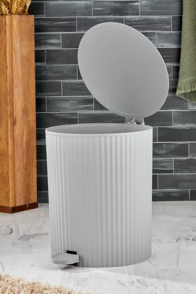 ESTE - Кош за боклук с кръгли педали - с капак на райе - за баня и кухня