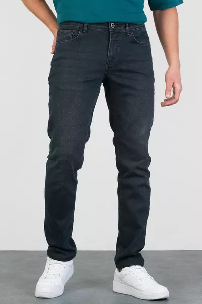 Herren James Rauchgrau Anthrazit Stonewashed Slim Fit Stretch-Jeans