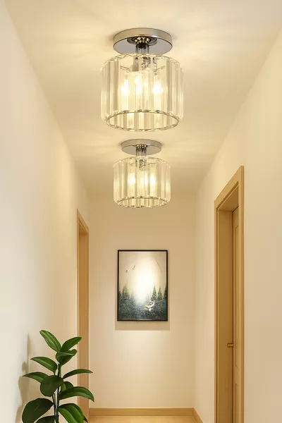 Luxury Ceiling Crystal Chandelier Chrome Hallway Entrance Large Size Chandelier