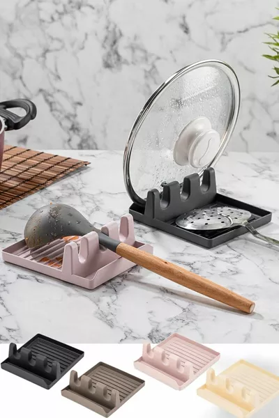 Leon Life Поставка за табакера и лъжица, поставка за капаци на тенджери, подложка за лъжица и черпак, организатор