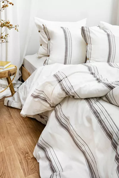 Единичен спален комплект от естествен памучен плат Harmony Hues (чаршаф с ластик)