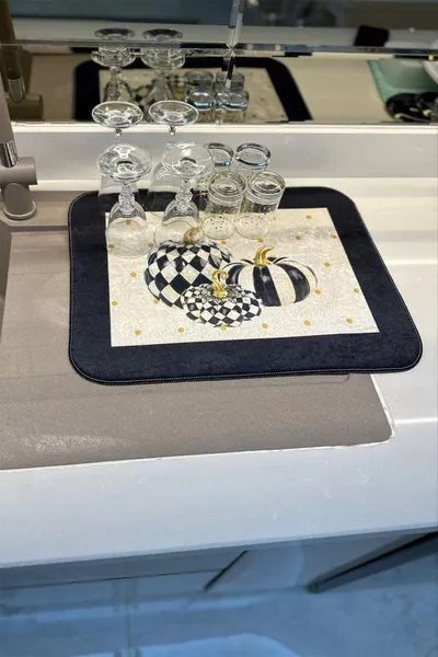 Bulaşık Kurutma Matı Kurulama Bezi Kurutma Örtüsü Tezgah Üstü Bulaşıklık  Cm Yıkanabilir