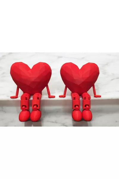 Zittende Hart Beeldjes Set – Wiebelende Voetjes Liefdesfiguren Decoratieve Tafeldecoratie