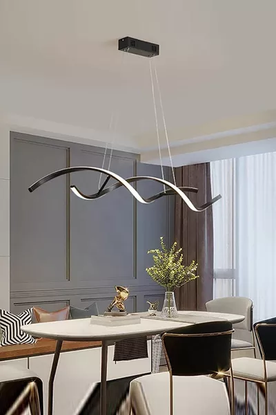 Dominik Modern Black Case Chandelier with White Light and Sequential LEDs