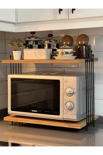 Mobiletto per microonde Forno da banco Microonde Scaffale da cucina Scaffale per macchina da caffè Pino