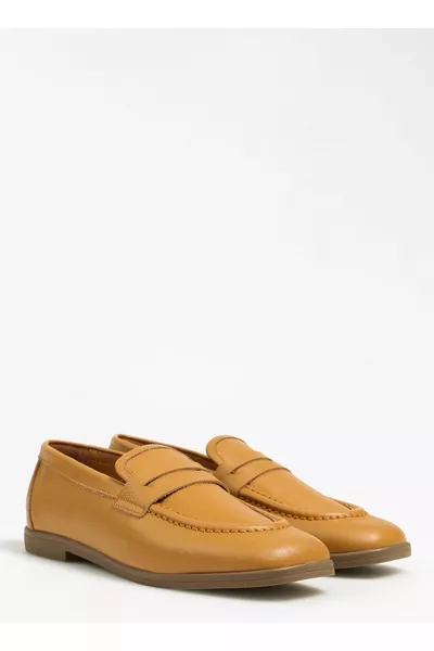 Leder Tan Damen Loafer Lina
