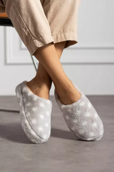 Modafrato POLKA DOTTED أفخم منزل المرأة النعال الشباشب الشتاء نعل صامت