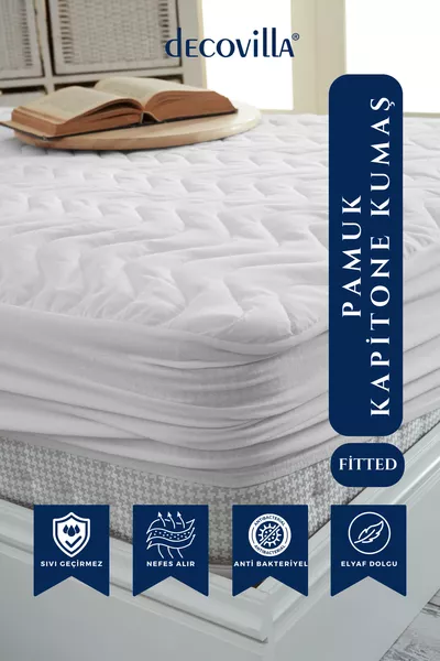 Katoenen Fitted Hoeslaken Volledige Rand Waterdichte Matrass protector Wit