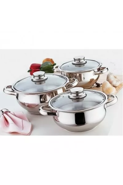 Mercan 6 Parça Çelik Tencere Takımı Cam Kapak 