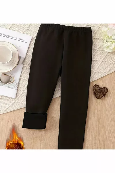 Soft Fleece-Lined Brushed Thermal Leggings for Girls and Boys