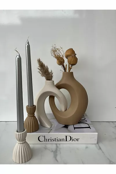 Sibel/Ela design ivy lover vase, candlestick with candle set &