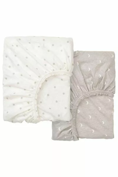 Комплект простыней Lenast с резинкой, бело-коричневый - упаковка из 2 штук