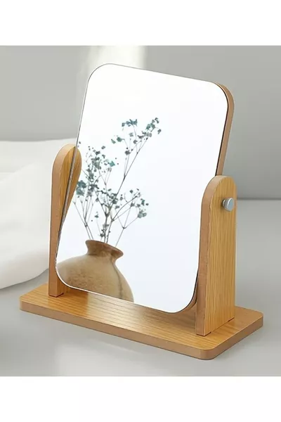 Wooden Stand Countertop Makeup Beauty Mirror Cm