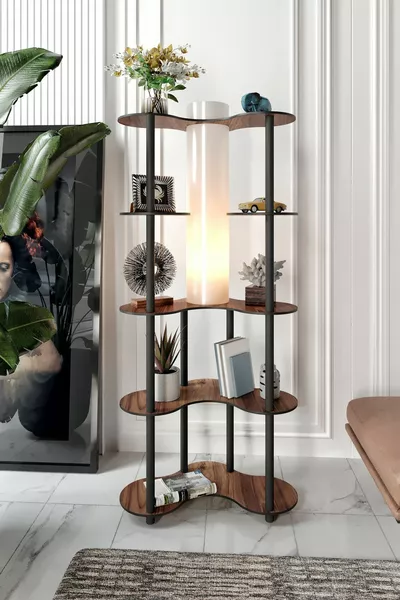 Напольная лампа Mariposa с книжной полкой, цвет орех Madran