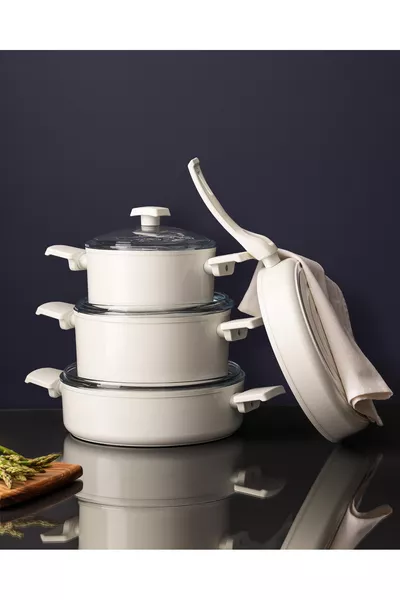 طقم قدر نانو سيراميك مكون من 7 قطع