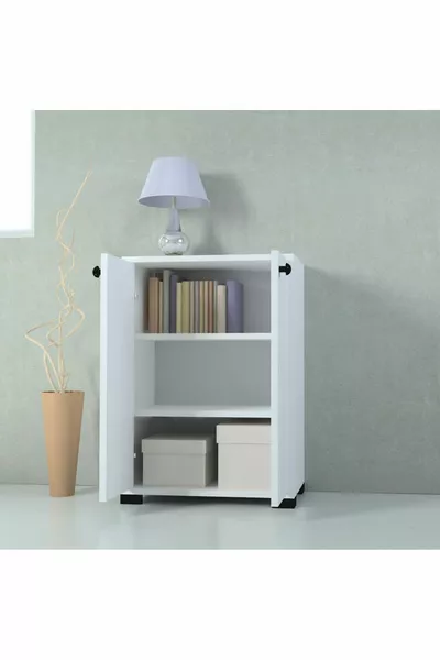 Многофункционален бял шкаф Lady с 3 рафта