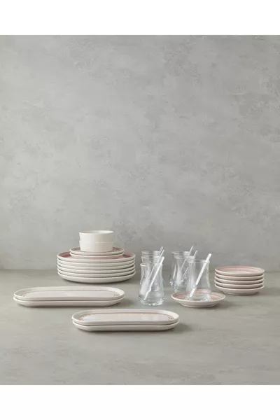 Cloves Seramik Kahvaltı Takımı  parça 6 kişilik Pembe