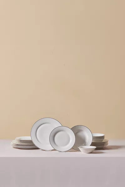 Комплект столовой посуды Elegance Bone Rebeca на 6 персон, 6 предметов, платиновый