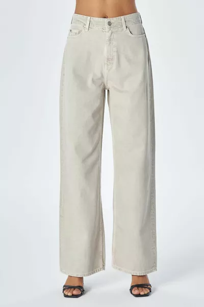 ويسلي بيج عالية الخصر سستة واسعة الساقين الجينز C 