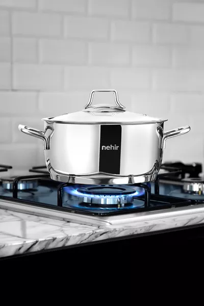 Set di pentole in acciaio profondo Silver Classico da 6 pezzi