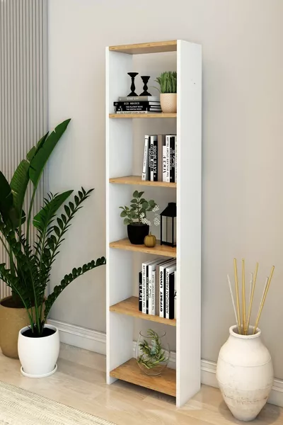 خزانة كتب ديكورية بارتفاع 6 رفوف سم، خزانة كتب بأسلوب بوهيمي، خزانة مكتب، رف للأوراق، رف منزلي للكتب