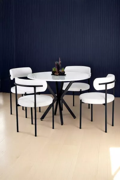 4 Sedie 1 Tavolo di 1 Cm di Diametro in Tessuto Teddy Morbido per Soggiorno, Cucina, Balcone