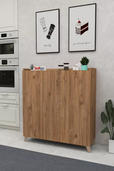 3-Deurs Multifunctionele Kast Multifunctionele Keukenkast Badezimmekast Schoenenkast Strandden