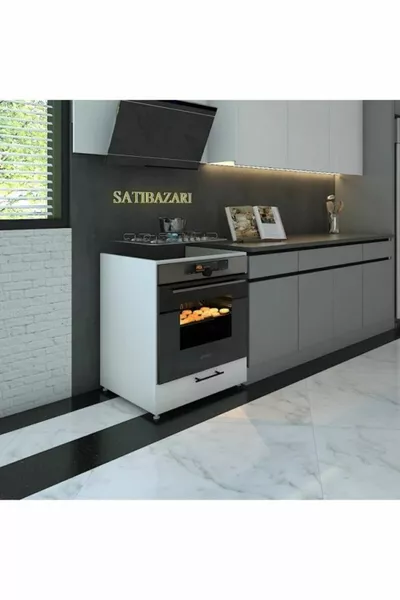 KAAN FURNITURE Built-in Cabinet Module Sorelis White Oven Stove Cabinet with Door