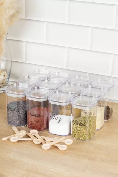 مجموعة توابل مع غطاء تفريغ الهواء  مل وعاء تخزين شفاف مع ملصق وزجاجة هدية  مل