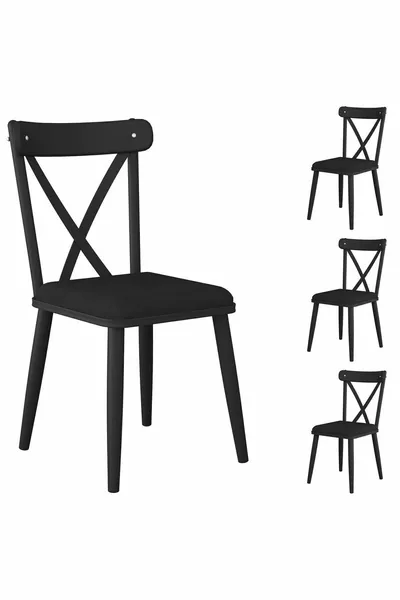 Chaise métallique Rani Chaises Thonet Lot de 4 chaises de cuisine pour table à manger Noir