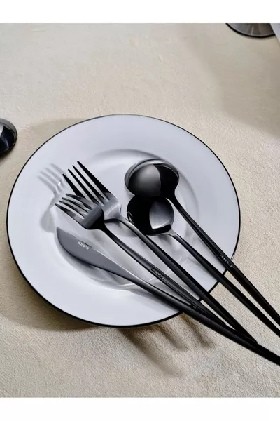 Set di coltelli, forchette e cucchiai Orion Black per 6 persone