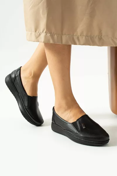 المرأة السوداء جلد طبيعي أحذية كلاسيكية العظام أحذية أمي أمي الباليه الشقق Asubed أحذية عارضة