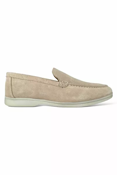 الرجال جلد طبيعي Nubuck Leofar أحذية BEIGE