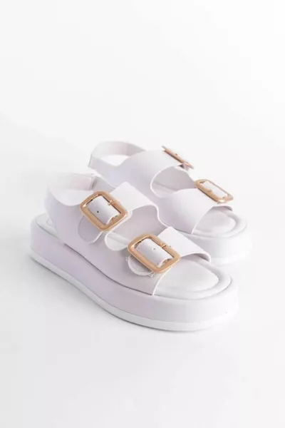 Sandales décontractées et confortables pour femmes avec talons rembourrés et boucle à double bride