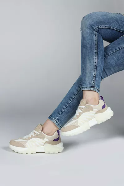  أبيض - بيج سنيكرز نسائي كاجوال