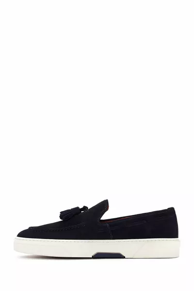 Fly marineblauwe suède lederen casual loafer voor heren 