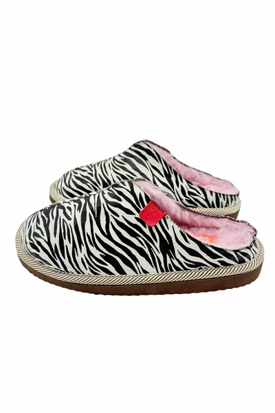 Polin Zebra Leather Slippers