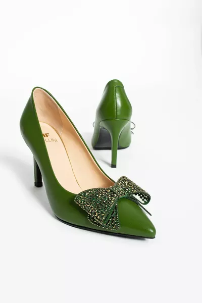 Stiletto Donna in Vera Pelle Verde