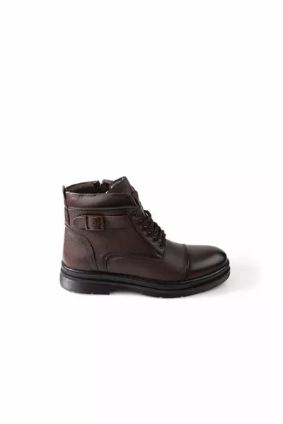 Bzky  Men's Genuine Leather Boots with Rubber Sole Fur