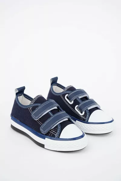 Marineblaue Babyschuhe mit doppeltem Velcro