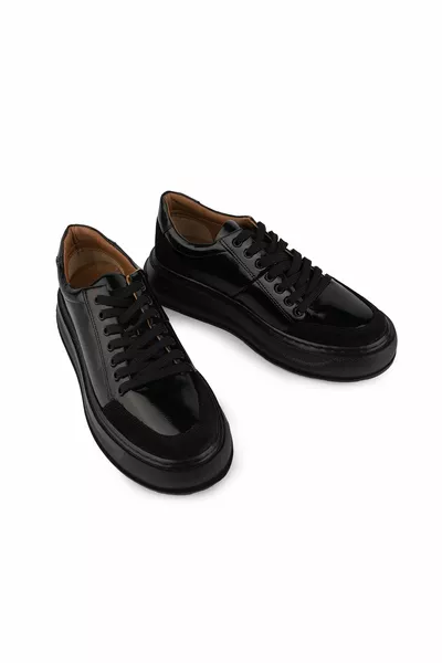 Sneakers in vera pelle allacciate ortopediche leggere spesse