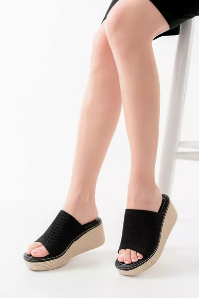  Noir Tricots Casual Orthopédique Rembourrage Talon Femmes Pantoufles