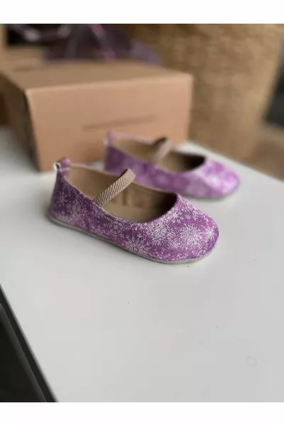 Балетки от флорален плат | Лилав