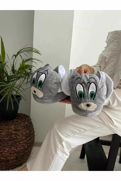 Panduf Cute Cat Tom and Jerry Figure Winter Comfortable Soft House Boots House Shoes