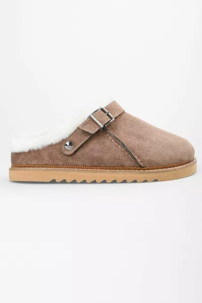 Дамски плоски чехли Saboi Mink велур в пера