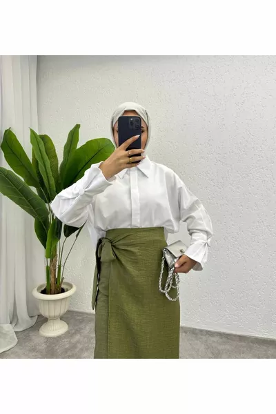 Ленена тъкан Подплата за вратовръзка на талията Дълга пола