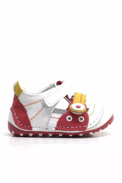 جلد طبيعي أصفر أحمر فيلكرو الصيف الخطوة الأولى أحذية